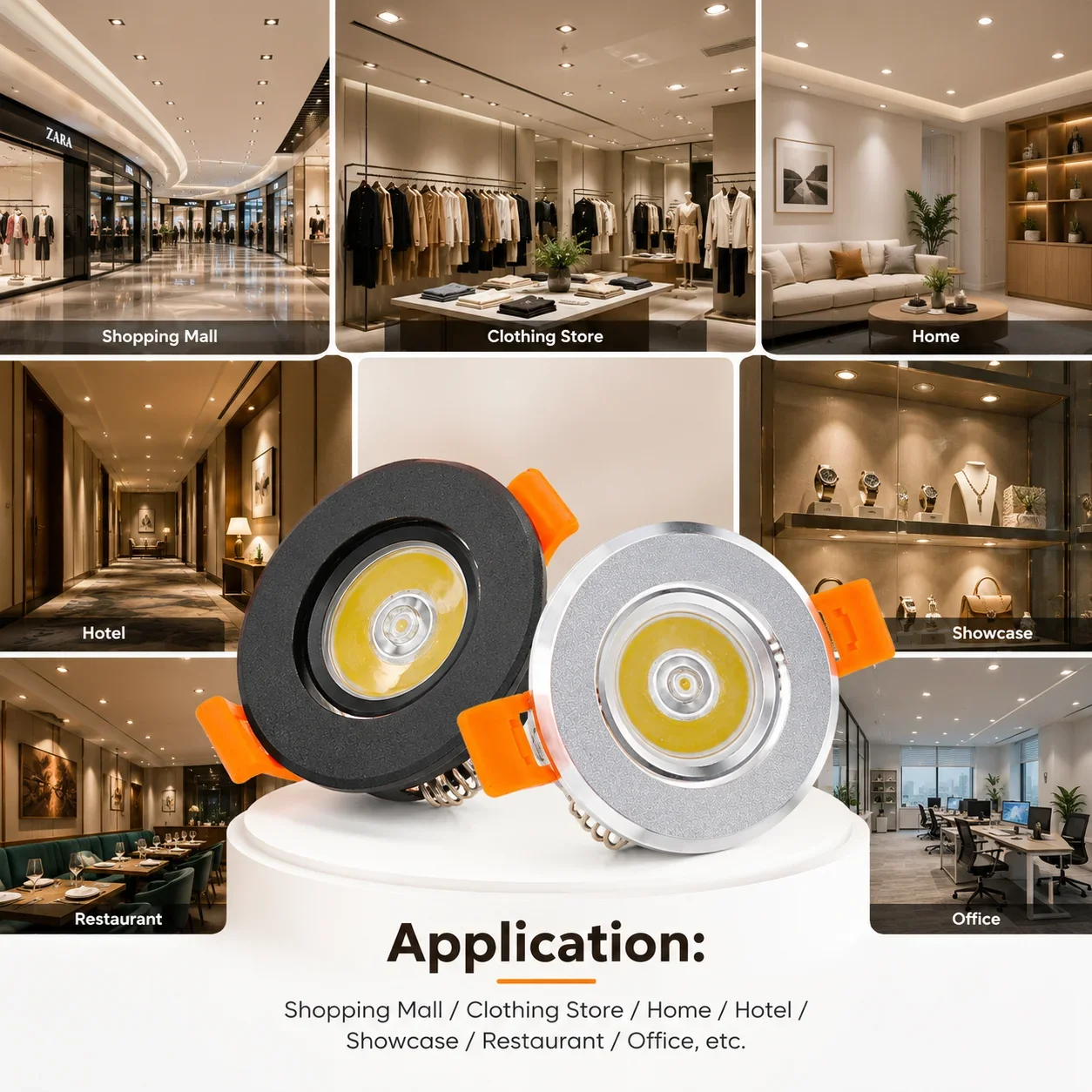 Commercial Kitchen Ceiling - JOYINLED Adjustable LED Recessed Downlight, Mini