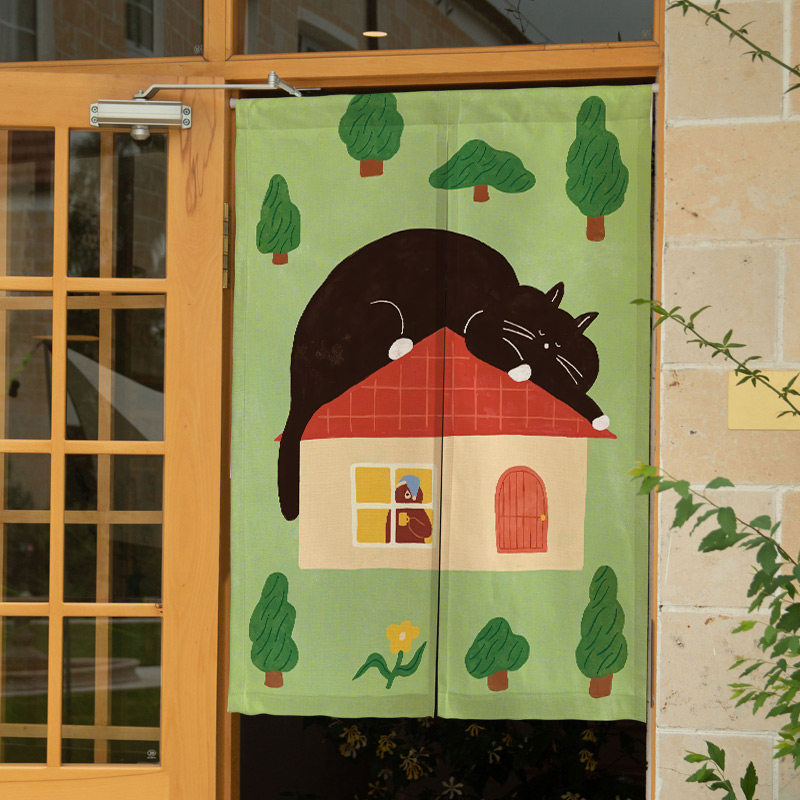 Commercial Kitchen Ceiling - VIKAMA Cute Money Black Noren Door