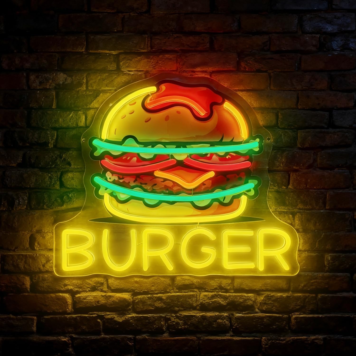 Burger Neon Sign, LED Hamburge - Commercial Kitchen Walls 评论和价格