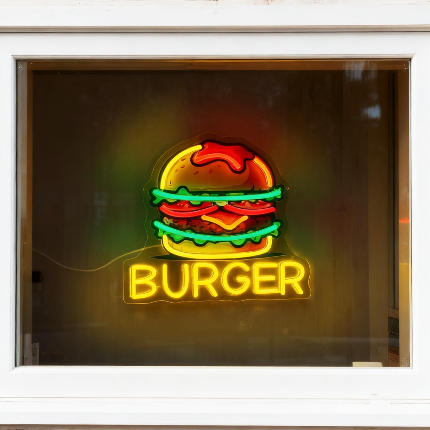 Burger Neon Sign, LED Hamburge - Commercial Kitchen Walls 评论和价格