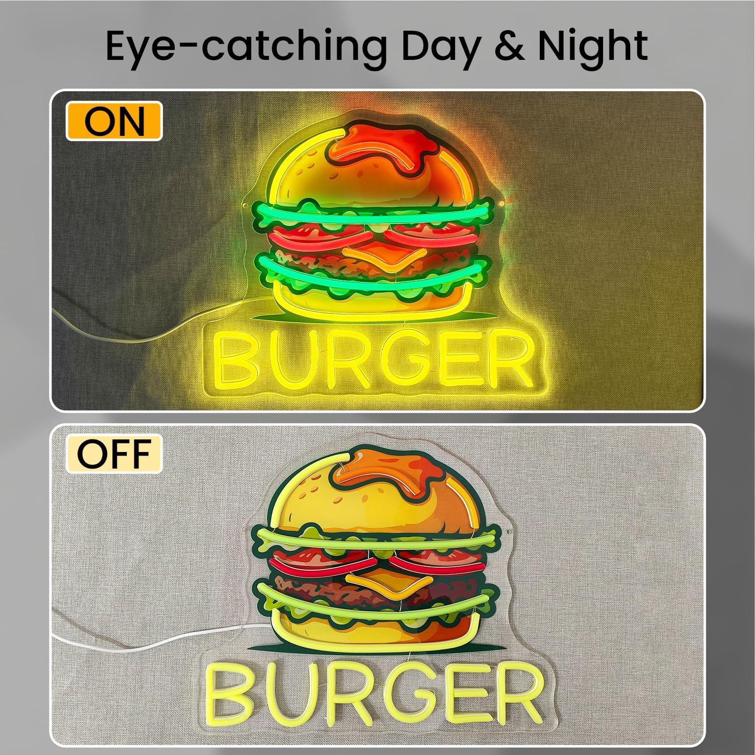 Burger Neon Sign, LED Hamburge - Commercial Kitchen Walls 评论和价格