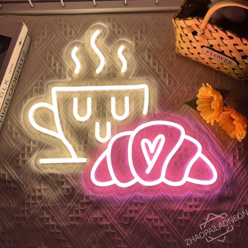 Coffee Bread Neon Sign Croissa - Commercial Kitchen Walls 评论和价格