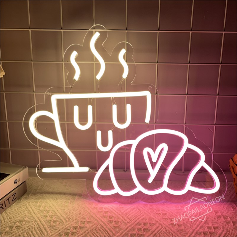 Coffee Bread Neon Sign Croissa - Commercial Kitchen Walls 评论和价格