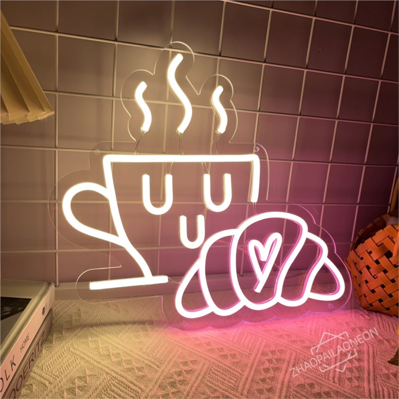 Coffee Bread Neon Sign Croissa - Commercial Kitchen Walls 评论和价格