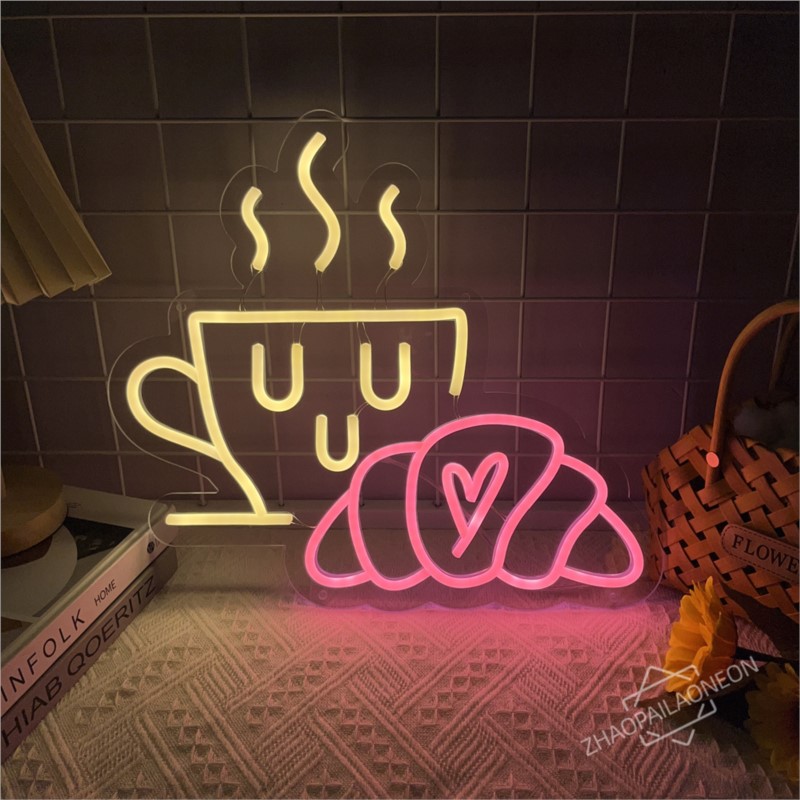 Coffee Bread Neon Sign Croissa - Commercial Kitchen Walls 评论和价格