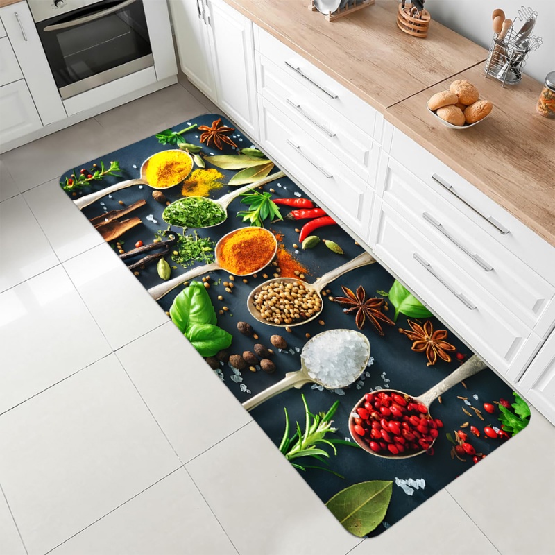 Kitchen Spice Herb Print Runne - Commercial Kitchen Mats Anti Fatigue 评论和价格