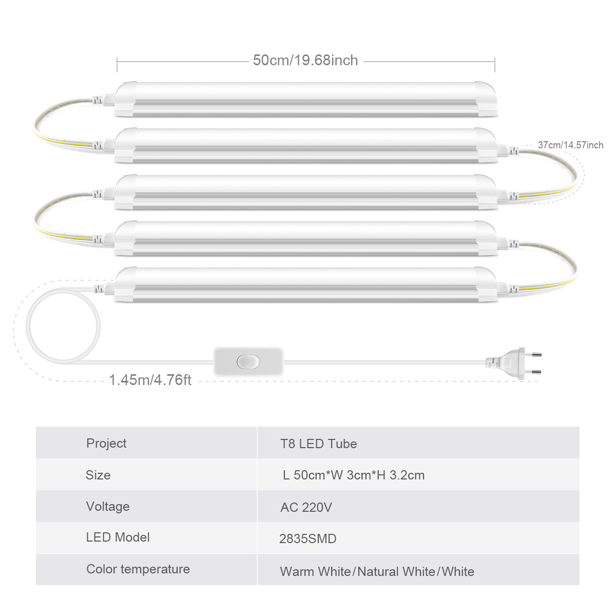 AC220V EU Plug T8 LED Tube Lig - Commercial Kitchen Ceiling 评论和价格